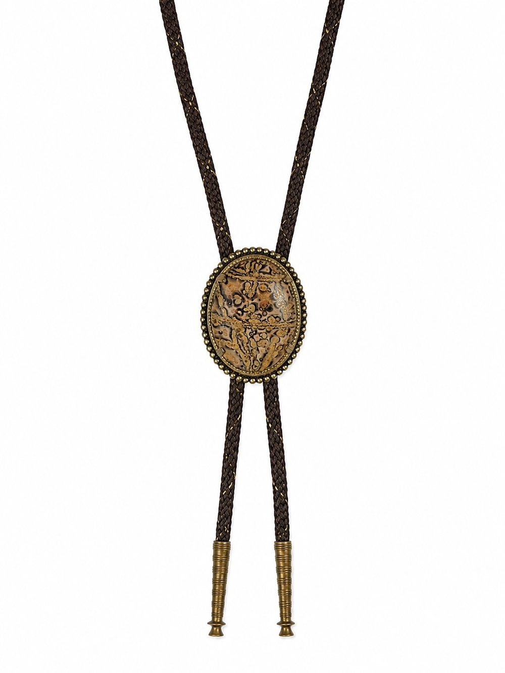 Leopard Jasper Vintage Western Bolo Tie